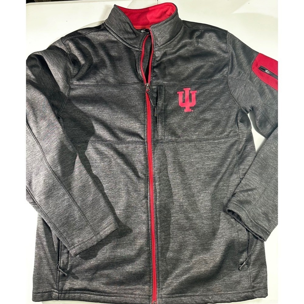Colosseum Indiana Hoosiers Mens Large Jacket Full Zip Heather Gray IU Hoosiers